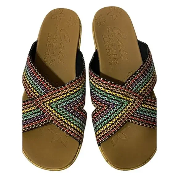 CALI SKECHERS Luxe Foam Women's 8 Beverlee Delighted Wedge Sandals Comfort Shoes - Picture 6 of 7